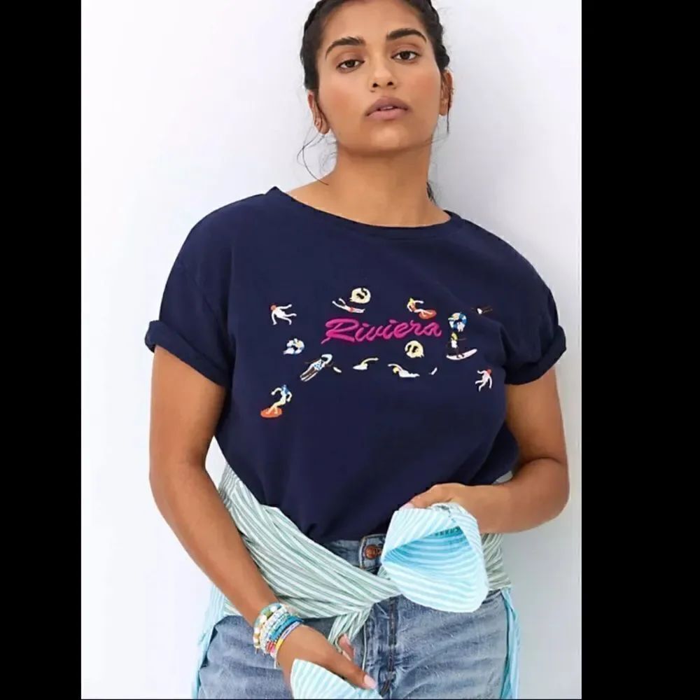 Anthropologie Maeve Riveria Beach Embroidered Sweatshirt NWT